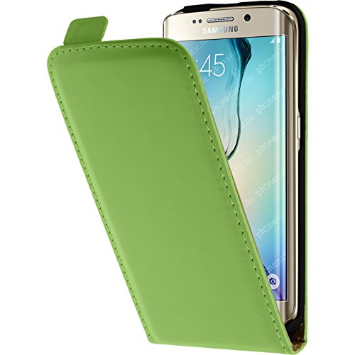 PhoneNatic Kunst-Lederhülle kompatibel mit Samsung Galaxy S6 Edge - Flip-Case grün + Flexible Folie von PhoneNatic