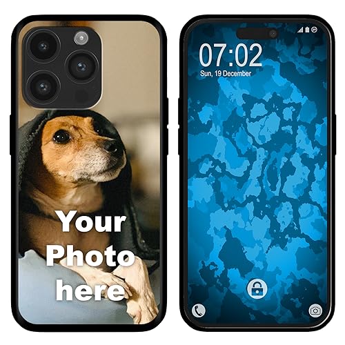 PhoneNatic personalisierte Handyhülle für iPhone 15 Pro Custom Silikon Case in Schwarz zum selbst gestalten mit eigenem Foto Bild Text individuell von PhoneNatic