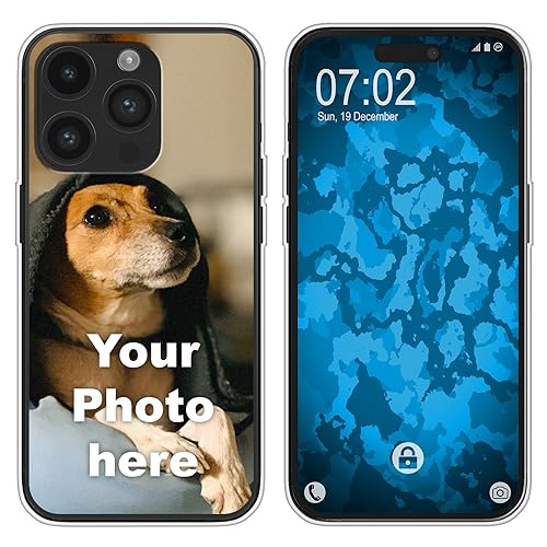 PhoneNatic personalisierte Handyhülle für iPhone 15 Pro Max Custom Silikon Case in Clear zum selbst gestalten mit eigenem Foto Bild Text individuell von PhoneNatic