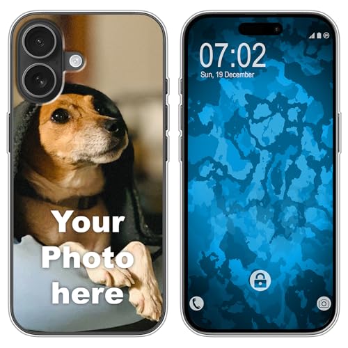 PhoneNatic personalisierte Handyhülle für iPhone 16 Plus Custom Silikon Case in Clear zum selbst gestalten mit eigenem Foto Bild Text individuell von PhoneNatic