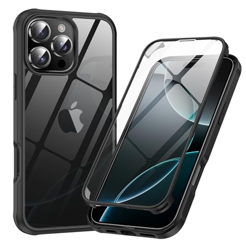 Phoneaura FÜR iPhone 16 PRO 360 Grad Hülle Komplettschutz für iPhone 16 PRO Hülle mit Kameraschutz, 360 Grad für iPhone 16 PRO kompatibel mit MAGSAFE (KAMERASCHUTZ + 2X MAGSAFE Ring) von Phoneaura