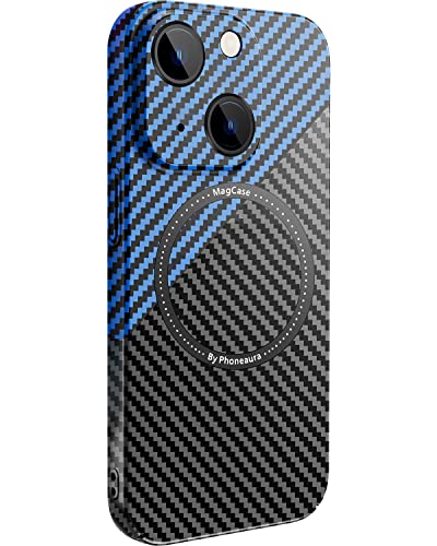Phoneaura iPhone 15 Plus Carbon Optik mit Magsafe I 14 Plus Hülle I iPhone 14 Plus Case, 14+ Cover [flaches Design+ Carbon Optik ] [iPhone 14 Plus und iPhone 15 Plus] von Phoneaura