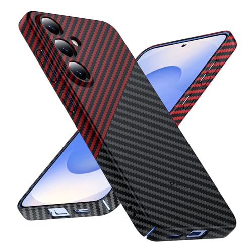 Phoneaura kompatibel mit Samsung Galaxy S25 Carbon Optik kompatibel mit MAGSAFE I Ultradünne Hülle für S24 I Schutzglas mit Magnet [flaches Design+ Carbon Optik+ 2 Schutzgläser inklusive] von Phoneaura