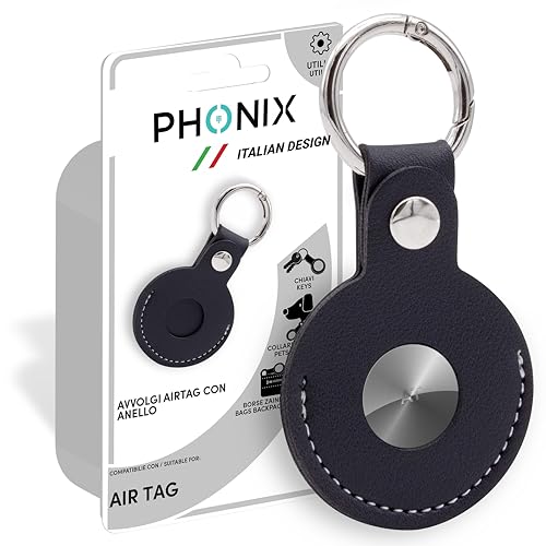 Schlüsselanhänger für Airtag Apple [4 Farben] italienische Garantie | Air Tag Schutzhülle | Zubehör aus Kunstleder für Air Tags von Phonix
