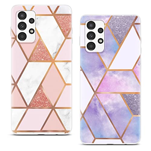 [2 Stück] Phoona Hülle für Samsung Galaxy A13 4G 6,6", TPU Weiche Weiß Matt Silicone Schutzhülle, Ultra Dünn Stoßfest Kratzfest Schutz Handyhülle mit Motiv Designs Case Cover für Samsung A13 4G Marmor von Phoona