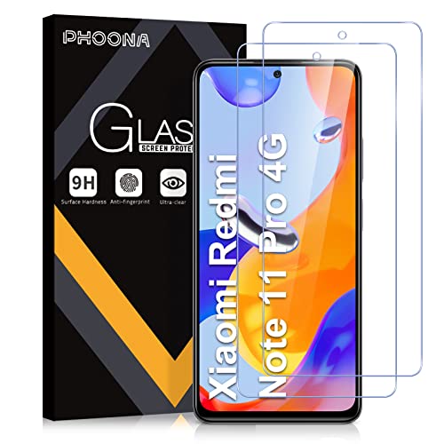 Phoona 2 Stück,Schutzfolie für Xiaomi Redmi Note 11 Pro,Redmi Note 11 Pro 5G,Frei von Kratzern,9H Härte,Anti-Fingerprint,Anti-Bläschen,Ultra-klar,Panzer Schutz Glas für Redmi Note 11 Pro 4G/5G von Phoona