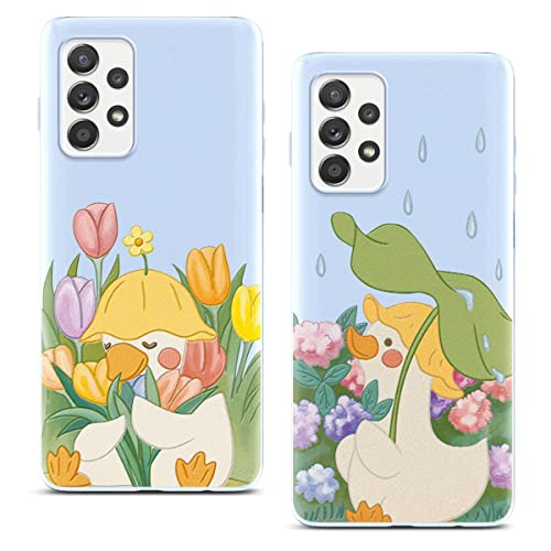 Phoona [2 Stück] Hülle für Samsung Galaxy A52 / A52s 5G 6,5", TPU Weiche Blau Matt Silicone Schutzhülle, Ultra Dünn Stoßfest Schutz Handyhülle mit Motiv Designs Case Cover für Samsung A52 Teichente von Phoona