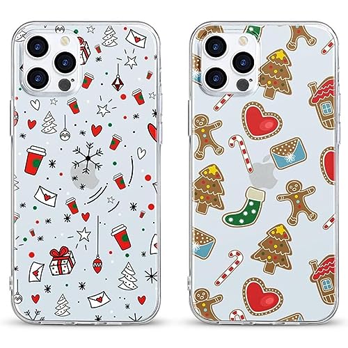 Phoona [2 Stück Weihnachten Durchsichtig Silikon Hülle für iPhone 15 6,1" Case, Weiche Transparente Handyhülle, Ultra Dünn TPU Stoßfeste Kratzfeste Schutzhülle Motiv Designs Cover von Phoona