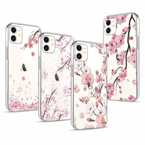 Phoona [4 Stück Handyhülle für iPhone 11 6,1" Hülle,Blumen Gesicht Niedliches Design Case Weiches Flüssiges Silikon Flexibel TPU Schutzhülle Frauen Mädchen Cover für iPhone 11 von Phoona