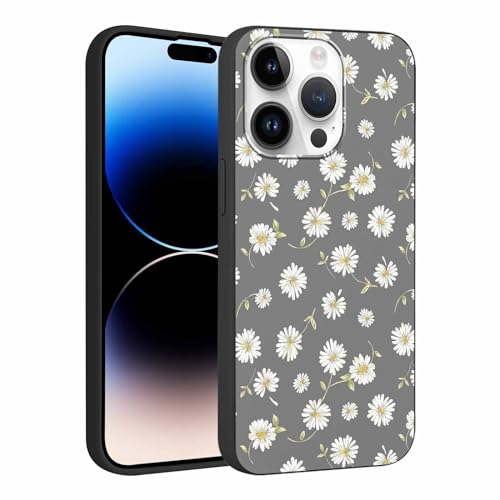 Phoona Handyhülle Kompatibel mit iPhone 15 Pro Hülle 6,1", Schwarze Blume3 Muster Frauen Mädchen Aesthetic Case Dünn Weich Schlanke Silikon Slim TPU Stoßfest Schutzhülle für iPhone 15 Pro von Phoona