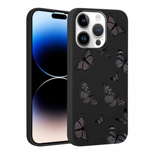 Phoona Handyhülle Kompatibel mit iPhone 15 Pro Max Hülle 6,7", Schwarze Schmetterling Muster Frauen Mädchen Aesthetic Case Dünn Weich Schlanke Silikon Slim Stoßfest Schutzhülle für iPhone 15 Pro Max von Phoona