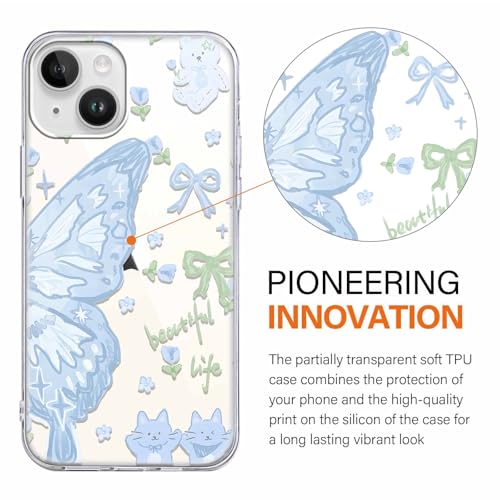 Phoona Handyhülle für iPhone 14 Plus Hülle 6.7'', Aesthetic Muster Design Weiche TPU Transparent Silikon Schutzhülle Kratzfeste Stoßfest Kameraschutz Bumper Case für Mädchen, Schleifen07 Phoona Handyhülle für iPhone 14 Plus Hülle 6.7'', Aesthetic Muster Design Weiche TPU Transparent Silikon Schutzhülle Kratzfeste Stoßfest Kameraschutz Bumper Case für Mädchen, Schleifen07 von Phoona