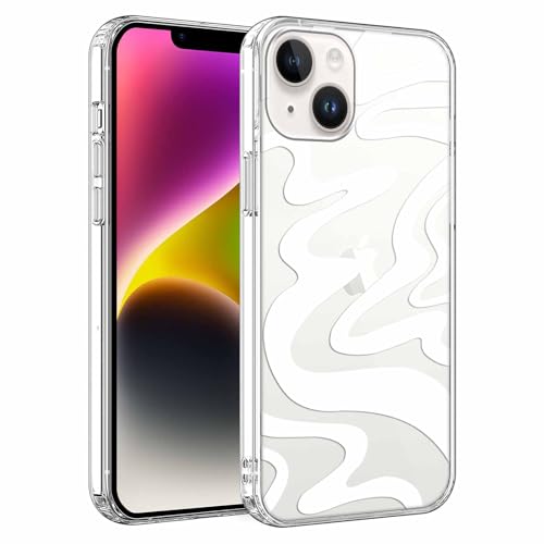 Phoona Handyhülle für iPhone 15 Hülle 6,1", Transparent LinieD1 Muster Frauen Mädchen Aesthetic Case, Dünn Weich Schlanke Silikon TPU Slim Klar Stoßfest Schutzhülle, für iPhone 15 von Phoona