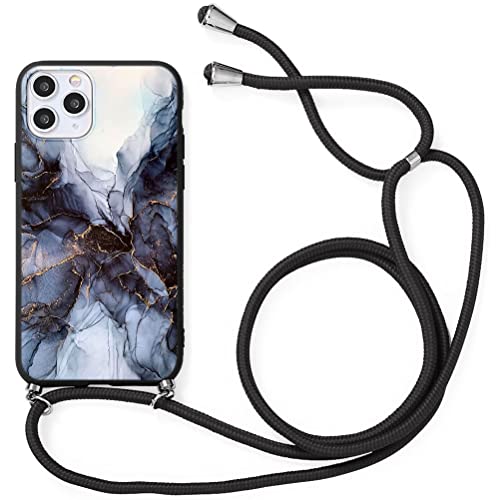 Phoona Handykette Handyhülle für Samsung Galaxy A22 4G 6,4" Hülle mit Band, TPU Silikon Stoßfest Schutzhülle Necklace Case zum Umhängen Kordel Cover Marmor Motiv Case Aesthetic für Samsung A22 4G von Phoona