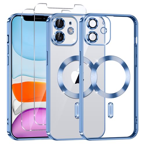 Phoona Klare Magnetisch Hülle für iPhone 11 6,1 Zoll, mit 2 Stück Gehärtete Glas Schutzfolie, Anti-Gelb, Stoßfest Kabellosem Laden, Anti Scratch, Blau Phoona Klare Magnetisch Hülle für iPhone 11 6,1 Zoll, mit 2 Stück Gehärtete Glas Schutzfolie, Anti-Gelb, Stoßfest Kabellosem Laden, Anti Scratch, Blau von Phoona