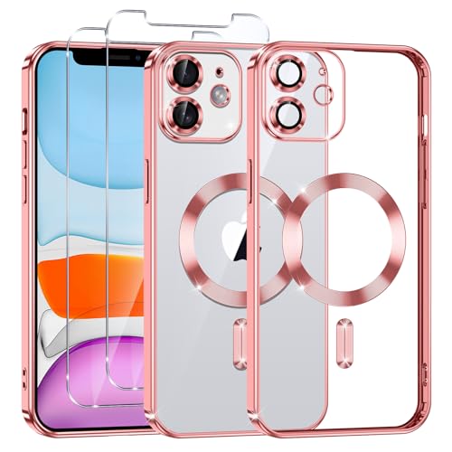 Phoona Klare Magnetisch Hülle für iPhone 11 6,1 Zoll, mit 2 Stück Gehärtete Glas Schutzfolie, Anti-Gelb, Stoßfest Kabellosem Laden, Anti Scratch, Rosa Phoona Klare Magnetisch Hülle für iPhone 11 6,1 Zoll, mit 2 Stück Gehärtete Glas Schutzfolie, Anti-Gelb, Stoßfest Kabellosem Laden, Anti Scratch, Rosa von Phoona