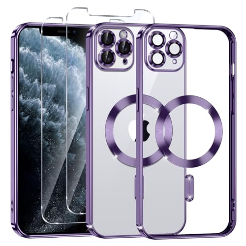 Phoona Klare Magnetisch Hülle für iPhone 11 Pro 5,8 Zoll, mit 2 Stück Gehärtete Glas Schutzfolie, Anti-Gelb, Stoßfest Kabellosem Laden, Anti Scratch, Lila Phoona Klare Magnetisch Hülle für iPhone 11 Pro 5,8 Zoll, mit 2 Stück Gehärtete Glas Schutzfolie, Anti-Gelb, Stoßfest Kabellosem Laden, Anti Scratch, Lila von Phoona