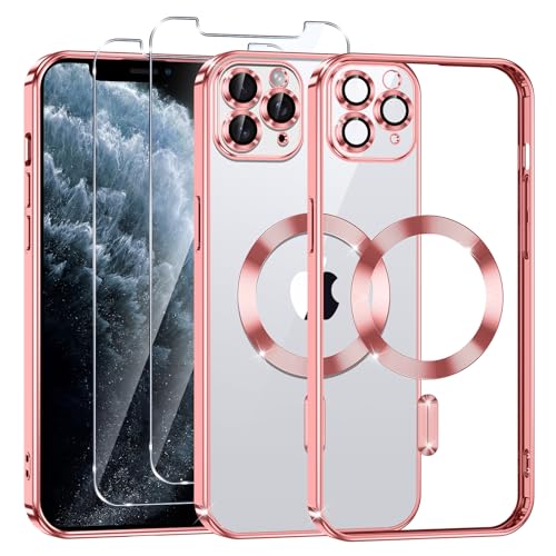 Phoona Klare Magnetisch Hülle für iPhone 11 Pro 5,8 Zoll, mit 2 Stück Gehärtete Glas Schutzfolie, Anti-Gelb, Stoßfest Kabellosem Laden, Anti Scratch, Rosa Phoona Klare Magnetisch Hülle für iPhone 11 Pro 5,8 Zoll, mit 2 Stück Gehärtete Glas Schutzfolie, Anti-Gelb, Stoßfest Kabellosem Laden, Anti Scratch, Rosa von Phoona