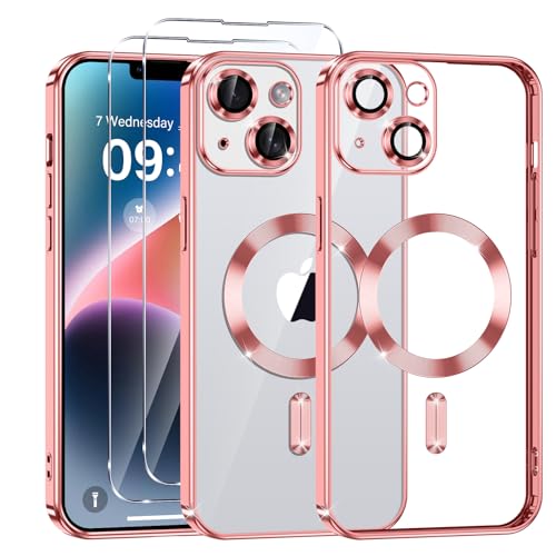 Phoona Klare Magnetisch Hülle für iPhone 14 Plus 6,7 Zoll, mit 2 Stück Gehärtete Glas Schutzfolie, Anti-Gelb, Stoßfest Kabellosem Laden, Anti Scratch, Rosa Phoona Klare Magnetisch Hülle für iPhone 14 Plus 6,7 Zoll, mit 2 Stück Gehärtete Glas Schutzfolie, Anti-Gelb, Stoßfest Kabellosem Laden, Anti Scratch, Rosa von Phoona