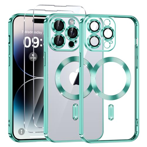 Phoona Klare Magnetisch Hülle für iPhone 14 Pro Max 6,7 Zoll, mit 2 Stück Gehärtete Glas Schutzfolie, Anti-Gelb, Stoßfest Kabellosem Laden, Anti Scratch, Grün Phoona Klare Magnetisch Hülle für iPhone 14 Pro Max 6,7 Zoll, mit 2 Stück Gehärtete Glas Schutzfolie, Anti-Gelb, Stoßfest Kabellosem Laden, Anti Scratch, Grün von Phoona