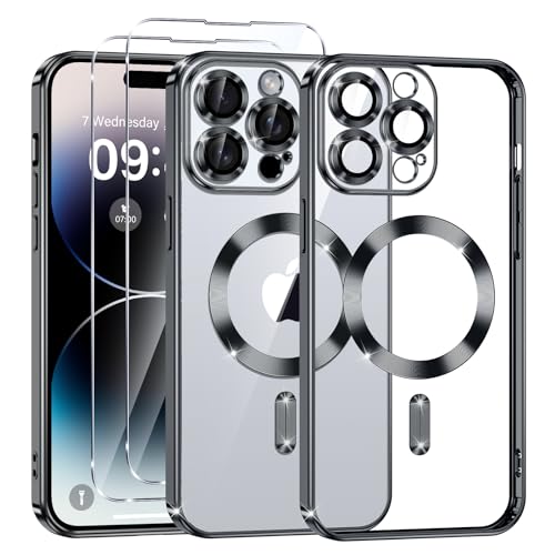 Phoona Klare Magnetisch Hülle für iPhone 14 Pro Max 6,7 Zoll, mit 2 Stück Gehärtete Glas Schutzfolie, Anti-Gelb, Stoßfest Kabellosem Laden, Anti Scratch, Schwarz Phoona Klare Magnetisch Hülle für iPhone 14 Pro Max 6,7 Zoll, mit 2 Stück Gehärtete Glas Schutzfolie, Anti-Gelb, Stoßfest Kabellosem Laden, Anti Scratch, Schwarz von Phoona