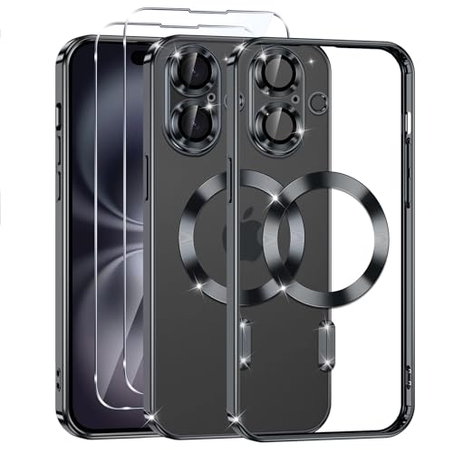 Phoona Klare Magnetisch Hülle für iPhone 16 6,1 Zoll, mit 2 Stück Gehärtete Glas Schutzfolie, Anti-Gelb, Stoßfest Kabellosem Laden, Anti Scratch, Schwarz Phoona Klare Magnetisch Hülle für iPhone 16 6,1 Zoll, mit 2 Stück Gehärtete Glas Schutzfolie, Anti-Gelb, Stoßfest Kabellosem Laden, Anti Scratch, Schwarz von Phoona