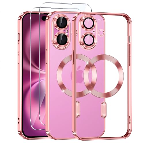 Phoona Klare Magnetisch Hülle für iPhone 16 Plus 6,7 Zoll, mit 2 Stück Gehärtete Glas Schutzfolie, Anti-Gelb, Stoßfest Kabellosem Laden, Anti Scratch, Rosa Phoona Klare Magnetisch Hülle für iPhone 16 Plus 6,7 Zoll, mit 2 Stück Gehärtete Glas Schutzfolie, Anti-Gelb, Stoßfest Kabellosem Laden, Anti Scratch, Rosa von Phoona