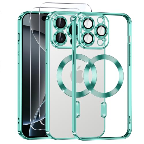 Phoona Klare Magnetisch Hülle für iPhone 16 Pro Max 6,9 Zoll, mit 2 Stück Gehärtete Glas Schutzfolie, Anti-Gelb, Stoßfest Kabellosem Laden, Anti Scratch, Grün Phoona Klare Magnetisch Hülle für iPhone 16 Pro Max 6,9 Zoll, mit 2 Stück Gehärtete Glas Schutzfolie, Anti-Gelb, Stoßfest Kabellosem Laden, Anti Scratch, Grün von Phoona