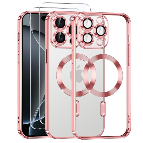 Phoona Klare Magnetisch Hülle für iPhone 16 Pro Max 6,9 Zoll, mit 2 Stück Gehärtete Glas Schutzfolie, Anti-Gelb, Stoßfest Kabellosem Laden, Anti Scratch, Rosa Phoona Klare Magnetisch Hülle für iPhone 16 Pro Max 6,9 Zoll, mit 2 Stück Gehärtete Glas Schutzfolie, Anti-Gelb, Stoßfest Kabellosem Laden, Anti Scratch, Rosa von Phoona