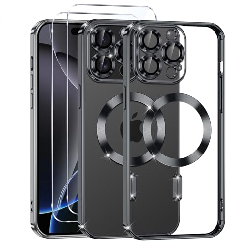 Phoona Klare Magnetisch Hülle für iPhone 16 Pro Max 6,9 Zoll, mit 2 Stück Gehärtete Glas Schutzfolie, Anti-Gelb, Stoßfest Kabellosem Laden, Anti Scratch, Schwarz Phoona Klare Magnetisch Hülle für iPhone 16 Pro Max 6,9 Zoll, mit 2 Stück Gehärtete Glas Schutzfolie, Anti-Gelb, Stoßfest Kabellosem Laden, Anti Scratch, Schwarz von Phoona