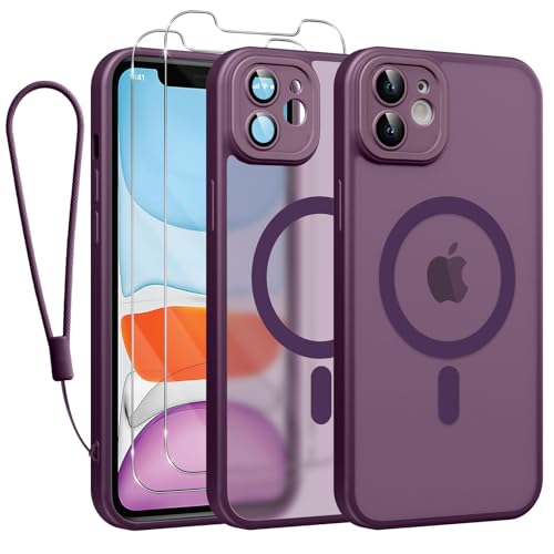 Phoona Magnetisch Hülle für iPhone 11 6,1 Zoll Kompatibel mit MagSafe, mit 2 Schutzfolie & 1 Handykette, Stoßfeste Kratzfeste Schutzhülle Dünne Handyhülle Durchscheinende Matte Case, Lila Phoona Magnetisch Hülle für iPhone 11 6,1 Zoll Kompatibel mit MagSafe, mit 2 Schutzfolie & 1 Handykette, Stoßfeste Kratzfeste Schutzhülle Dünne Handyhülle Durchscheinende Matte Case, Lila von Phoona