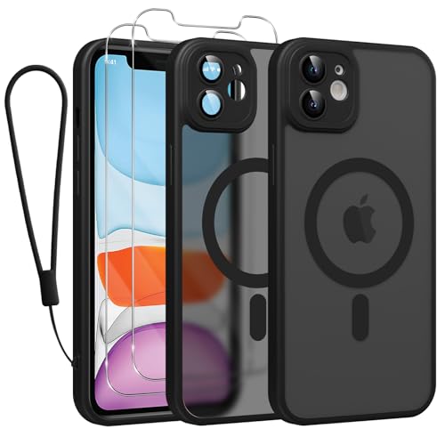 Phoona Magnetisch Hülle für iPhone 11 6,1 Zoll Kompatibel mit MagSafe, mit 2 Schutzfolie & 1 Handykette, Stoßfeste Kratzfeste Schutzhülle Dünne Handyhülle Durchscheinende Matte Case, Schwarz Phoona Magnetisch Hülle für iPhone 11 6,1 Zoll Kompatibel mit MagSafe, mit 2 Schutzfolie & 1 Handykette, Stoßfeste Kratzfeste Schutzhülle Dünne Handyhülle Durchscheinende Matte Case, Schwarz von Phoona
