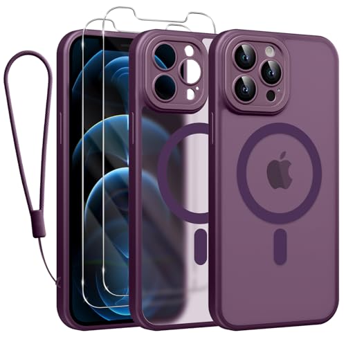Phoona Magnetisch Hülle für iPhone 12 Pro 6,1 Zoll Kompatibel mit MagSafe, mit 2 Schutzfolie & 1 Handykette, Stoßfeste Kratzfeste Schutzhülle Dünne Handyhülle Durchscheinende Matte Case, Lila Phoona Magnetisch Hülle für iPhone 12 Pro 6,1 Zoll Kompatibel mit MagSafe, mit 2 Schutzfolie & 1 Handykette, Stoßfeste Kratzfeste Schutzhülle Dünne Handyhülle Durchscheinende Matte Case, Lila von Phoona