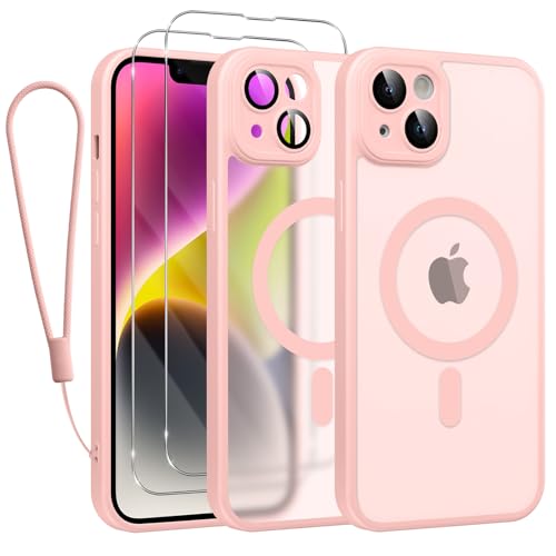 Phoona Magnetisch Hülle für iPhone 14 6,1 Zoll Kompatibel mit MagSafe, mit 2 Schutzfolie & 1 Handykette, Stoßfeste Kratzfeste Schutzhülle Dünne Handyhülle Durchscheinende Matte Case, Rosa Phoona Magnetisch Hülle für iPhone 14 6,1 Zoll Kompatibel mit MagSafe, mit 2 Schutzfolie & 1 Handykette, Stoßfeste Kratzfeste Schutzhülle Dünne Handyhülle Durchscheinende Matte Case, Rosa von Phoona
