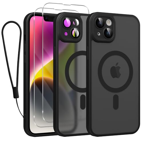 Phoona Magnetisch Hülle für iPhone 14 6,1 Zoll Kompatibel mit MagSafe, mit 2 Schutzfolie & 1 Handykette, Stoßfeste Kratzfeste Schutzhülle Dünne Handyhülle Durchscheinende Matte Case, Schwarz Phoona Magnetisch Hülle für iPhone 14 6,1 Zoll Kompatibel mit MagSafe, mit 2 Schutzfolie & 1 Handykette, Stoßfeste Kratzfeste Schutzhülle Dünne Handyhülle Durchscheinende Matte Case, Schwarz von Phoona