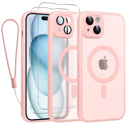 Phoona Magnetisch Hülle für iPhone 15 6,1 Zoll Kompatibel mit MagSafe, mit 2 Schutzfolie & 1 Handykette, Stoßfeste Kratzfeste Schutzhülle Dünne Handyhülle Durchscheinende Matte Case, Rosa Phoona Magnetisch Hülle für iPhone 15 6,1 Zoll Kompatibel mit MagSafe, mit 2 Schutzfolie & 1 Handykette, Stoßfeste Kratzfeste Schutzhülle Dünne Handyhülle Durchscheinende Matte Case, Rosa von Phoona