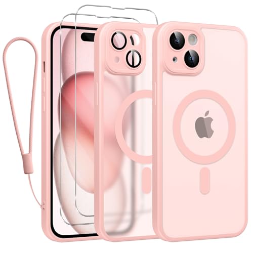 Phoona Magnetisch Hülle für iPhone 15 Plus 6,7 Zoll Kompatibel mit MagSafe, mit 2 Schutzfolie & 1 Handykette, Stoßfeste Kratzfeste Schutzhülle Dünne Handyhülle Durchscheinende Matte Case, Rosa Phoona Magnetisch Hülle für iPhone 15 Plus 6,7 Zoll Kompatibel mit MagSafe, mit 2 Schutzfolie & 1 Handykette, Stoßfeste Kratzfeste Schutzhülle Dünne Handyhülle Durchscheinende Matte Case, Rosa von Phoona