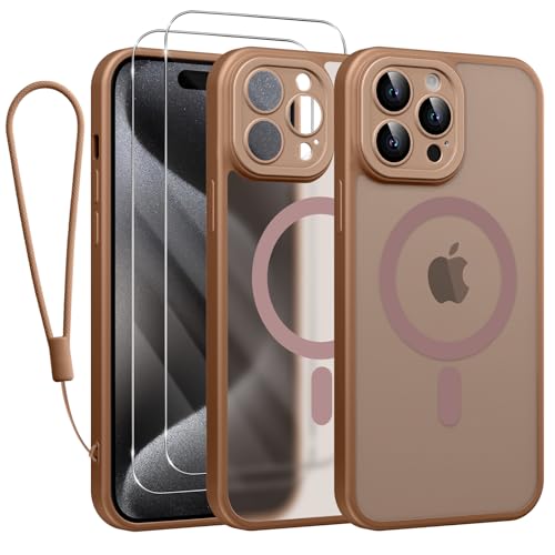 Phoona Magnetisch Hülle für iPhone 15 Pro Max 6,7 Zoll Kompatibel mit MagSafe, mit 2 Schutzfolie & 1 Handykette, Stoßfeste Kratzfeste Schutzhülle Dünne Handyhülle Durchscheinende Matte Case, Khaki Phoona Magnetisch Hülle für iPhone 15 Pro Max 6,7 Zoll Kompatibel mit MagSafe, mit 2 Schutzfolie & 1 Handykette, Stoßfeste Kratzfeste Schutzhülle Dünne Handyhülle Durchscheinende Matte Case, Khaki von Phoona