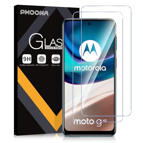 Phoona Schutzfolie für Motorola Moto G42, 2 Stück Gehärtetes Glas Displayschutzfolie für Motorola G42, Frei von Kratzern, 9H Härte, Leicht Anwendbar, HD Klar(6,4'') von Phoona