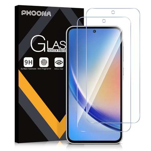 Phoona Schutzfolie für Samsung Galaxy A35 5G, 2 Stück Gehärtetes Glas Displayschutzfolie für Samsung A35, Frei von Kratzern, 9H Härte, Leicht Anwendbar, HD Klar(6,6'') von Phoona