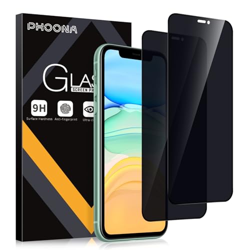 Phoona Sichtschutz Schutzfolie für iPhone 11 / iPhone XR 6.1",[2 Stück] Anti Spy Displayschutzfolie, Privatsphäre Sichtschutzfolie 9H Härte Gehärtetes Glas Blasenfrei Privacy Folie von Phoona