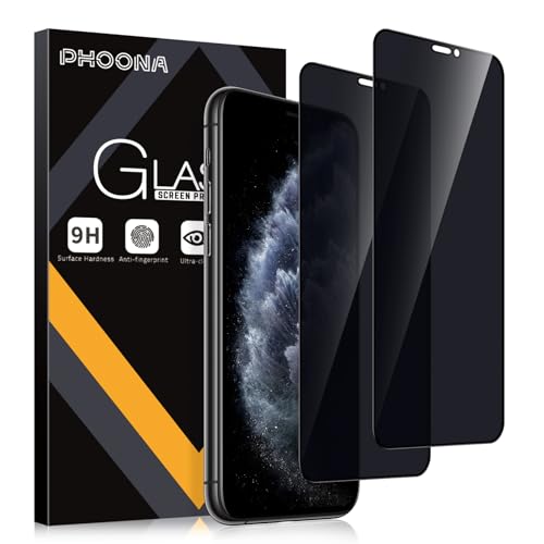 Phoona Sichtschutz Schutzfolie für iPhone 11 Pro 5.8",9H Härte Anti-Peep-Schutzglas,Anti-Kratzer,Anti-Spionage Schutz für den Bildschirm,2 Stück von Phoona