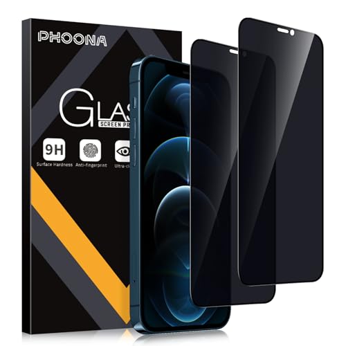 Phoona Sichtschutz Schutzfolie für iPhone 12 Pro Max 6.7",9H Härte Anti-Peep-Schutzglas,Anti-Kratzer,Anti-Spionage Schutz für den Bildschirm,2 Stück von Phoona