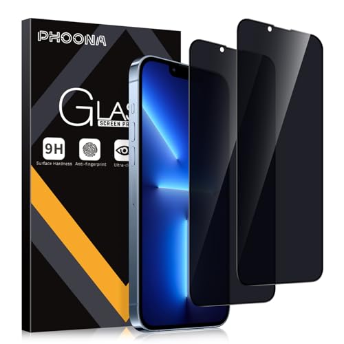 Phoona Sichtschutz Schutzfolie für iPhone 13 Pro Max 6.7",9H Härte Anti-Peep-Schutzglas,Anti-Kratzer,Anti-Spionage Schutz für den Bildschirm,2 Stück von Phoona