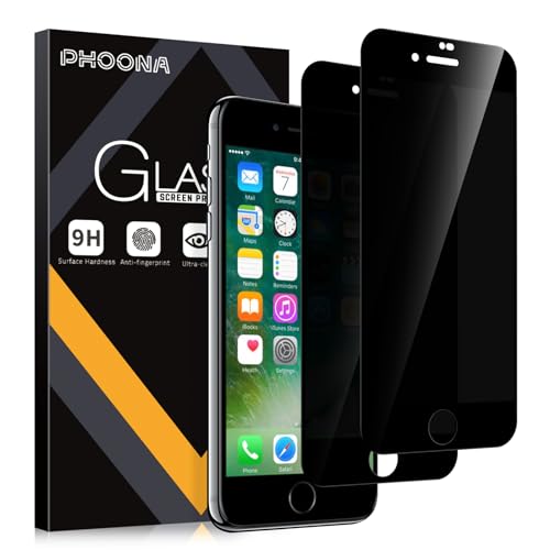 Phoona Sichtschutz Schutzfolie für iPhone 7/8/SE 2020/SE 2022 4.7",9H Härte Anti-Peep-Schutzglas,Anti-Kratzer,Anti-Spionage Schutz für den Bildschirm,2 Stück von Phoona
