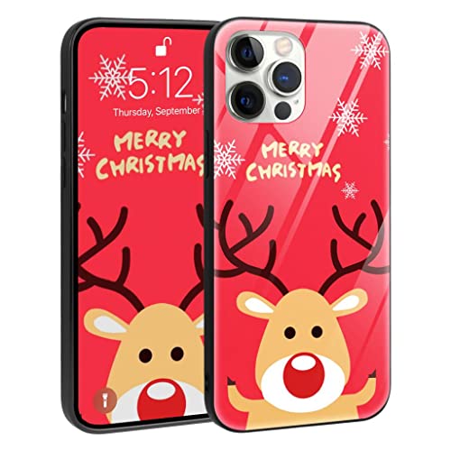 Phoona Weihnachts Hülle für Xiaomi Redmi Note 9 Pro / 9S 4G Case 6,67" [Glas Zurück] Stoßfest Handyhülle Silikon Schutzhülle Schwarz Hardcase mit Weihnachten Hirsch Motiv Designs Phone Cover von Phoona