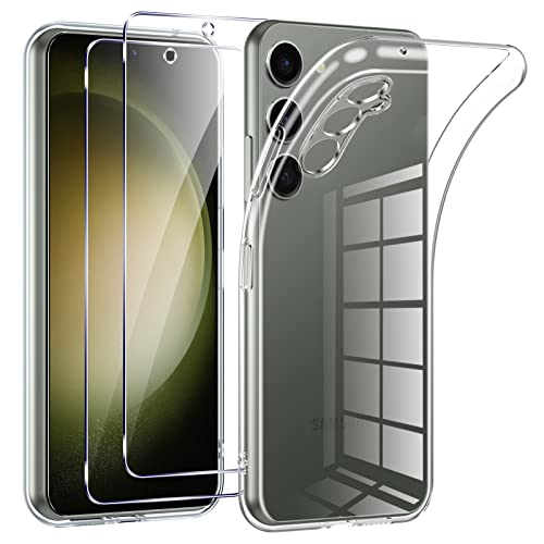 Phoona für Samsung Galaxy S23 5G Hülle,mit 2 Stück Schutzfolie,Transparente Sanft TPU Handyhülle für Samsung S23 5G,Anti-Drop, Anti-Scratch und Kein Vergilben,Ultra Dünn von Phoona