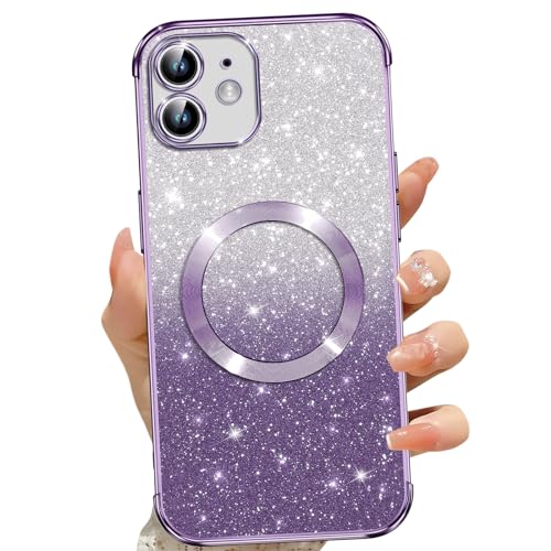 Phoona für iPhone 11 Hülle, Magnetisch Handyhülle Kompatibel mit MagSafe, Keine Vergilbung, Kratzfeste, Ganzkörperschutz Glitzer Hülle für iPhone 11, Mit 2 Schutzfolie, Lila Phoona für iPhone 11 Hülle, Magnetisch Handyhülle Kompatibel mit MagSafe, Keine Vergilbung, Kratzfeste, Ganzkörperschutz Glitzer Hülle für iPhone 11, Mit 2 Schutzfolie, Lila von Phoona