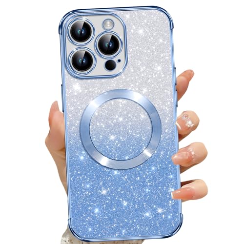 Phoona für iPhone 13 Pro Hülle, Magnetisch Handyhülle Kompatibel mit MagSafe, Keine Vergilbung, Kratzfeste, Ganzkörperschutz Glitzer Hülle für iPhone 13 Pro Mit 2 Schutzfolie, Blau Phoona für iPhone 13 Pro Hülle, Magnetisch Handyhülle Kompatibel mit MagSafe, Keine Vergilbung, Kratzfeste, Ganzkörperschutz Glitzer Hülle für iPhone 13 Pro Mit 2 Schutzfolie, Blau von Phoona