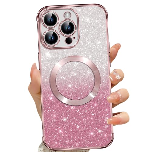 Phoona für iPhone 13 Pro Hülle, Magnetisch Handyhülle Kompatibel mit MagSafe, Keine Vergilbung, Kratzfeste, Ganzkörperschutz Glitzer Hülle für iPhone 13 Pro Mit 2 Schutzfolie, Rosa Phoona für iPhone 13 Pro Hülle, Magnetisch Handyhülle Kompatibel mit MagSafe, Keine Vergilbung, Kratzfeste, Ganzkörperschutz Glitzer Hülle für iPhone 13 Pro Mit 2 Schutzfolie, Rosa von Phoona